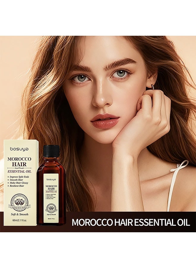 BOSUYA Morocco Hair Care Essential Oil Non-Soap Hair Treatment Nourishing and Smoothening Hair Repair for Dry and Rough Hair Moisturizing Essence 60ml - Image 2